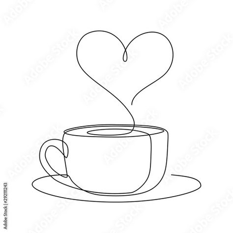 One Line Drawing Coffee Cup, Book And Coffee Drawing, Tea Cup Line Art, Line Art Coffee Cup, Coffee Mug Drawing Simple, Coffee Cup Line Art, Coffee Cup Drawing Simple, One Line Art Coffee, Cup Of Coffee Drawing