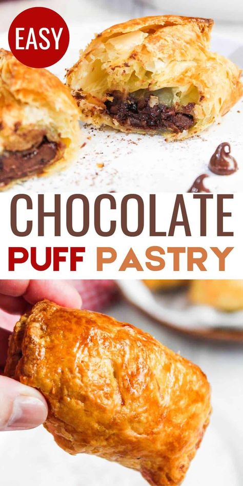 Satisfy your sweet cravings with an irresistible chocolate puff pastry cooked to perfection in an air fryer. It's an easy-to-make treat. Recipe With Puff Pastry Sheets, Sweet Puff Pastry Recipes, Chocolate Puff Pastry, Puff Pastry Dessert, Sweet Puff Pastry, Puff Pastry Recipes Dessert, Easy Pastry Recipes, Batch Baking, Chocolate Puff