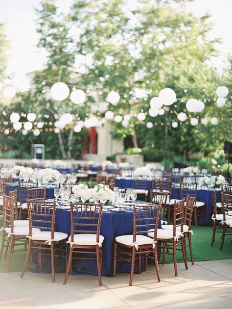 navy linens with neutral flowers and wood chairs with cream cushions Blush Wedding Palette, Navy Blush Weddings, Hawaii Decor, Chair Photography, Lantern Lighting, Golf Club Wedding, Wedding Palette, Table Set Up, Navy Blue Wedding