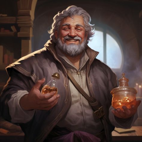 Grandma Dnd Character, Grandfather Character Design, Old Man Concept Art, Dnd Old Man, Shopkeeper Character Design, Old Man Character Art, Dnd Npc, Baker Man, Pathfinder Character