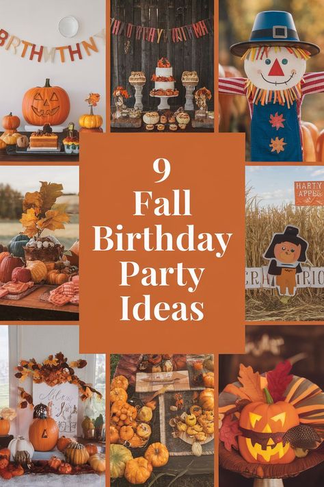 Embrace the autumn celebration spirit with these 9 enchanting fall birthday party ideas. From seasonal decor to themed cakes. create a magical atmosphere that captures the essence of fall. Incorporate harvest activities like pumpkin painting or leaf crafts to keep guests engaged. #FallFestivities #BirthdayThemes 60th Birthday Fall Theme, September Birthday Party Themes, Fall Birthday Party Ideas, Pumpkin Decorating Party, Fall Party Ideas, Harvest Activities, Fall Birthday Party, Autumn Celebration, Fall Party Themes