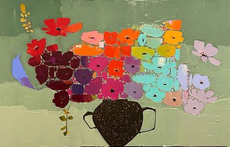 Vase Of Flowers Painting, Trevor Mikula, Kunst Collages, Abstract Vase, Flowers Paintings, Flowers In A Vase, Vase Of Flowers, Abstract Flower Art, Abstract Floral Paintings