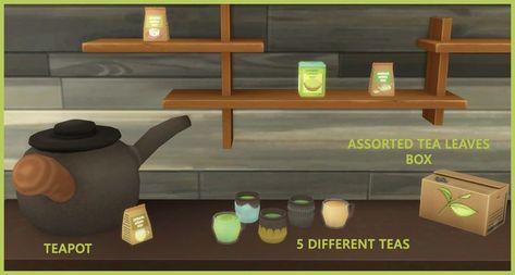 Sims 4 Custom Content by icemunmun Sims 4 Functional, Burdock Tea, Burdock Root Tea, Gyokuro Tea, Longjing Tea, Sencha Tea, Darjeeling Tea, Tea Brewer, Green Teas