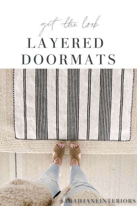 How To Layer Outdoor Rugs, Front Door Rugs Outdoor Entryway, Double Rug Front Door, Layered Doormat Ideas, Layered Outdoor Rugs Front Door, Front Door Layered Rugs, Layered Front Porch Rugs, Layering Front Door Mats, Outdoor Porch Rug