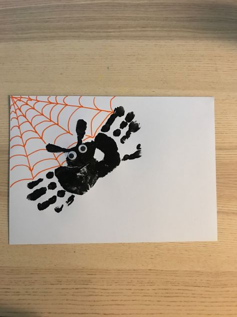 Tk Classroom, Halloween Handprint Crafts, Halloween Handprint, Pre K Curriculum, Itsy Bitsy Spider, 2 Hands, Handprint Crafts, Googly Eyes, Spiders