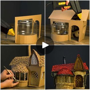 How To Make Fairy Houses, Fairy House Crafts For Kids, Fairy Castle Diy, Fairy Houses How To Make A, How To Make A Fairy House, Gnome House Diy, Fairy House Windows, Diy Halloween Fairy Garden, Fairy House Interior