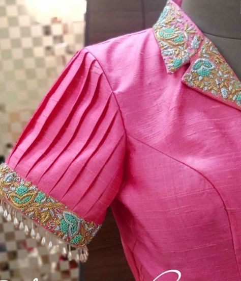 Stunning Aari Work Blouse Designs 2020 For Silk Sarees! Aari Work Blouse Designs, Work Blouse Designs, Sarees Wedding, Aari Work Blouse, Aari Work, Work Blouse, Pink Blouse, Blouse Design, Saree Blouse