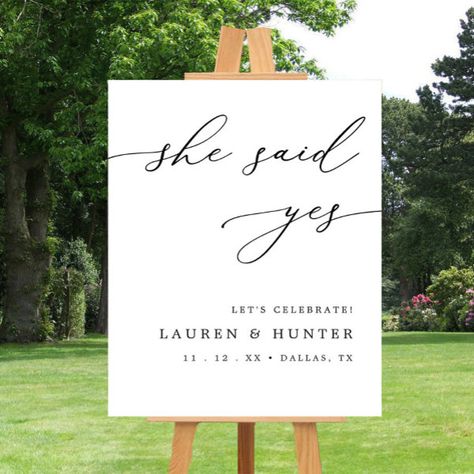 Modern Calligraphy She Said Yes Engagement Sign She Said Yes Sign, She Said Yes Engagement Party, Engagement Party Venue, Small Engagement Party, Engagement Party Welcome Sign, Engagement Party Sign, She Said Yes Engagement, Custom Champagne Bottle, White Engagement Party