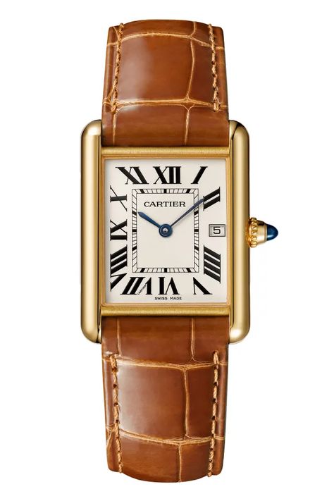 Tank Louis Cartier, Cartier Tank Louis, Tank Watch, Brown Leather Strap Watch, Brown Leather Watch, Cartier Panthere, Timex Watches, Cartier Santos, Cartier Tank