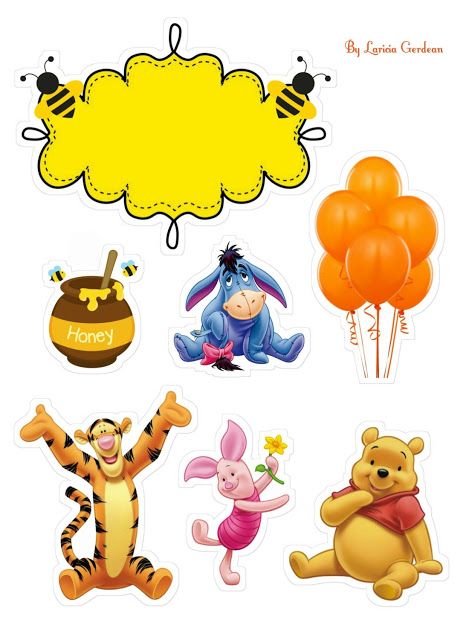 Winnie the Pooh: Free Printable Cake Toppers. Pooh Bebe, Winnie Poo, Winnie The Pooh Cake, Pooh Party, Winnie The Pooh Honey, Winnie The Pooh And Friends, Winnie The Pooh Themes, Bear Cake Topper, Winnie The Pooh Pictures