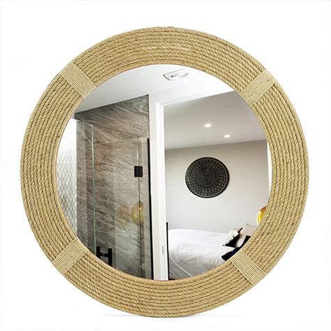 Jute Rope Mirror, Round Mirror With Rope, Sailor Decor, Nautical Rope Mirror, Nautical Mirror, Decorative Bathroom Mirrors, Decor Marin, Hanging Mirrors, Round Mirror Decor