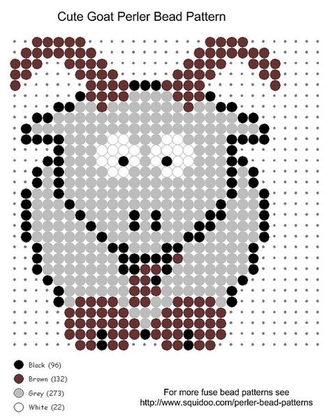 Cute Goat Perler Bead Pattern Goat Perler Bead, Goat Pixel Art, Homeschool January, Goat Pattern, Cute Goat, Perler Bead Templates, Beadwork Designs, Melty Beads, Hama Beads Patterns