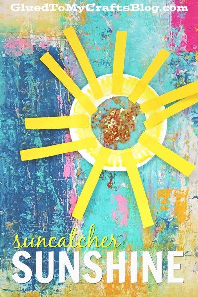 Paper Plate Suncatcher Sunshine - Kid Craft Idea Preschool Graduation Theme, Sunshine Crafts, Sun Crafts, Preschool Garden, Storytime Crafts, Yellow Crafts, Weather Theme, Spring Kids, Spring Crafts For Kids