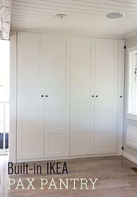 Kitchen Chronicles: Ikea Pax Pantry Reveal! - Jenna Sue Design Ikea Pax Pantry, Pax Pantry, Cabinet Ikea, Ikea Pantry, Kitchen Ikea, Built In Pantry, Ikea Pax Wardrobe, Pantry Wall, Pax Wardrobe