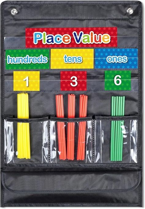 Amazon.com: Place Value Pocket Charts & Counting Caddie Magnetic Pocket Chart for Kindergarten Classroom and Home School Math Lessons Teacher Supplies,Hundreds, Tens, Ones : Office Products Ones Tens Hundreds Chart, Pocket Charts, Hundreds Chart, Tens And Ones, 3rd Grade Classroom, Pocket Chart, Teacher Supplies, Place Value, Place Values