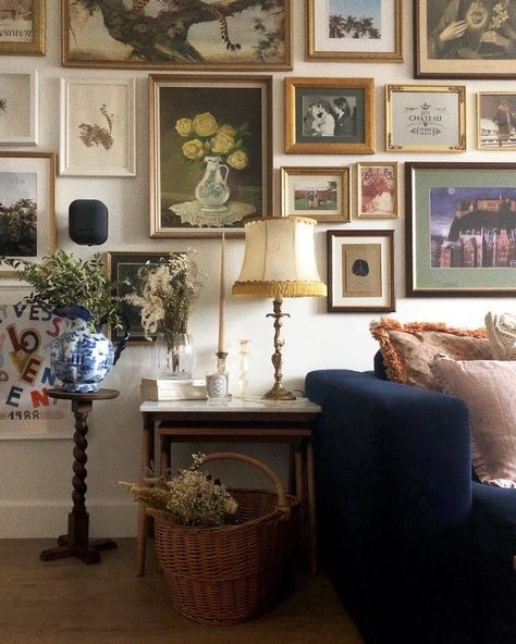 Beautiful Gallery Wall Inspiration & Why you Should Create One for your Home English Country Gallery Wall, English Gallery Wall, English Cottage Gallery Wall, Cottage Gallery Wall, English Library, Wall Inspiration, House Gallery, Gallery Wall Inspiration, Cottage Living Rooms