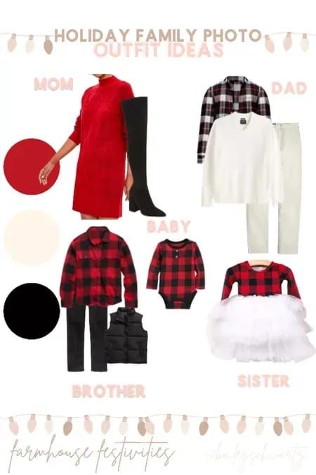 Black white and red color scheme for family holiday photos! #LTKfamily #LTKHoliday #LTKSeasonal Red Black And White Family Photo Outfits, Buffalo Plaid Family Pictures Outfits, Christmas Photo Outfit Ideas, Red Plaid Outfit, Holiday Photos Outfits, Family Christmas Pictures Outfits, Toddler Gift Guide, Christmas Photos Outfits, Portrait Posing