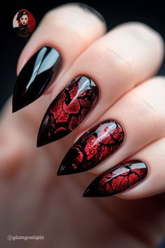 Dark Romance Nails, Dark Valentines Day Nails, Gothic Valentines Nails, Gothic Valentines Day, Gothic Nail Art, Aztec Nails, Sharp Claws, Boho Nails, Gothic Elegance