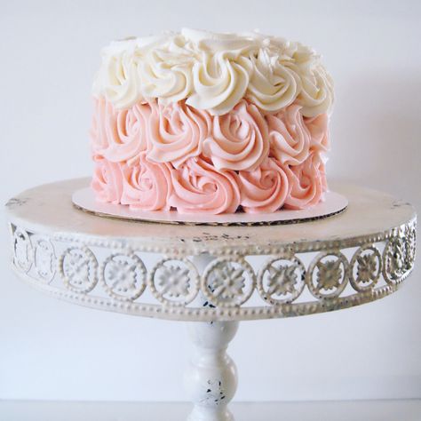 Pink ombre rosettes smash cake Light Pink Smash Cake, Pink Smash Cake Girl, Rose Gold Smash Cake, Girl Smash Cake 1st Birthday, Pink And White Smash Cake, Pink Ombre Smash Cake, Pink Smash Cake, Winter Onederland Party Girl 1st Birthdays, Pink Smash Cakes