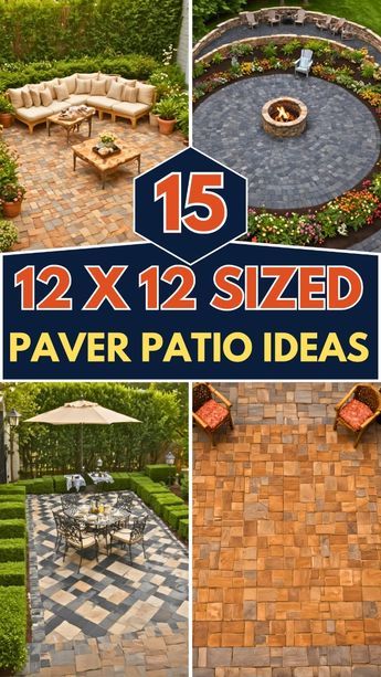 Elevate your outdoor space with these 15 creative 12×12 paver patio ideas. Discover stylish layouts and unique patterns that maximize your patio's potential. Explore various materials, colors, and design elements to create a functional and attractive outdoor area. From cozy seating arrangements to elegant fire pits, find inspiration to transform your 12×12 space into a perfect spot for relaxation and entertainment. Ideal for any backyard, these ideas offer something for every style. Stone Patio Small Backyard, Ground Level Patio Ideas, Fire Pit Ideas With Pavers, Paver Patios For Small Yards, Paver Designs Patterns Backyard, Paver Fire Pit Ideas, Paver Patio Patterns, Square Patio Design, Square Patio Layout