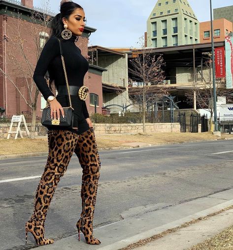 Thigh High Boots Outfits, Bad Dresses, Slay Outfits, Leopard Print Boots, Clubbing Outfits, Leopard Fashion, Nice Clothes, Glam Style, Girl Swag