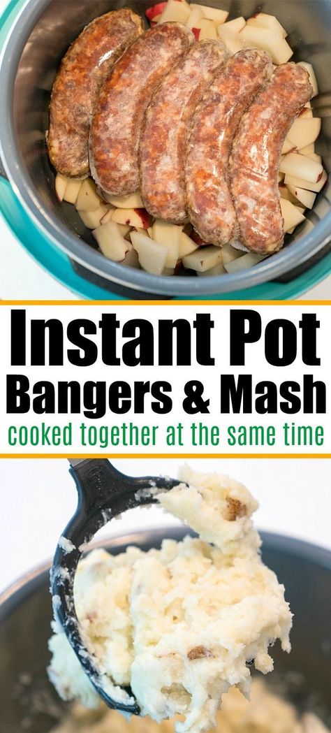 Instant Pot bangers and mash. Tastes amazing! Easy way to steam bratwurst or sausage with some beer in your pressure cooker for dinner. #instantpot #pressurecooker #brats #bratwurst #sausage #instantpotrecipes #ninjafoodi #bangersandmash Instant Pot Brats, Bratwurst Recipes, Bratwurst Sausage, Healty Dinner, Bangers And Mash, Best Instant Pot Recipe, Instant Pot Dinner Recipes, Easy Instant Pot Recipes, Instapot Recipes