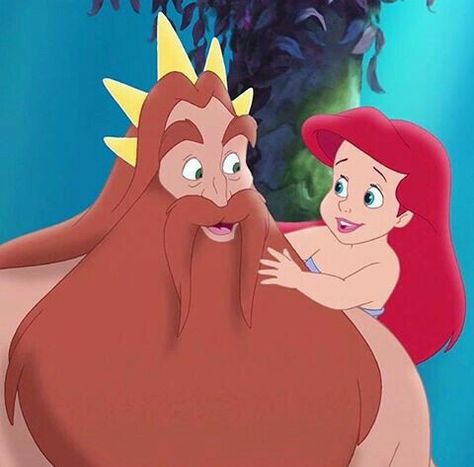 Ariel and her daddy King Triton Disney Dads And Daughters, Gender Bent Disney, Love Is Unconditional, King Triton, Father's Love, Disney Princess Babies, Nuclear Family, Disney Cartoon Characters, Single Parent