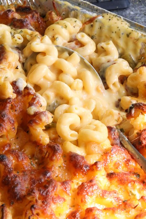 Ultra Creamy Smoked Mac and Cheese Recipe | Urban Cowgirl Tipsy Housewife Mac And Cheese, Smoker Mac N Cheese, Mac And Cheese Smoker Recipe, Smoked Jalapeno Mac And Cheese, Smoked Mac Cheese Recipes, Game Day Mac And Cheese, Smoked Macaroni And Cheese Recipes, Smoky Mac And Cheese Recipe, Smoked Velveeta Mac And Cheese