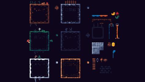 Tileset Pixel Art, Pixel Assets, Platformer Tileset, Game Level Design, Pixel Game, Game Textures, Game 2d, Piskel Art, Geometry Dash