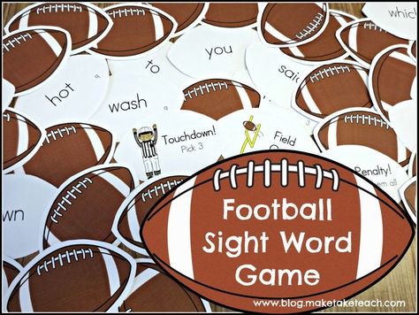 Fun little football activity for practicing sight words. Great for centers. Football Reading Activities, Family Literacy Night, High School Games, Football Activity, Sports Theme Classroom, Reading Night, Family Literacy, About Football, Literacy Games