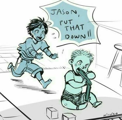 Jason trying to eat the stapler Pjo Comics, Riordanverse Fanart, Pjo Art, Sadie Kane, Zio Rick, Thalia Grace, Frank Zhang, Piper Mclean, Jason Grace