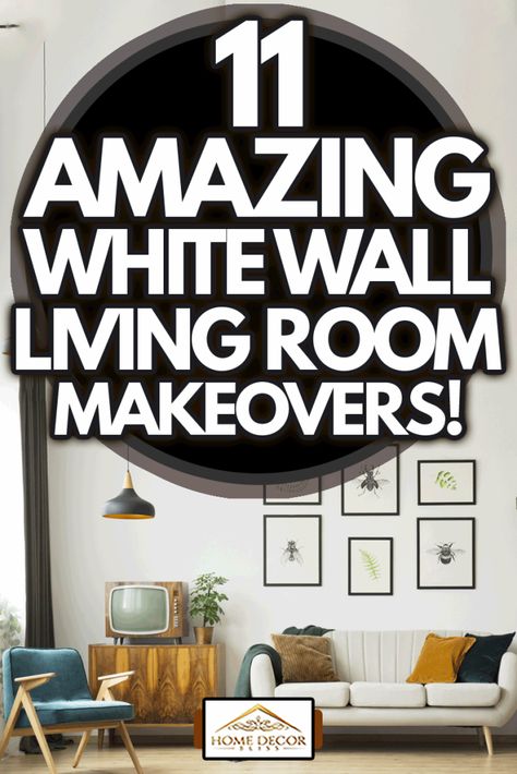 White Wall Living Room Makeovers: Vintage TV and Cozy Couch Living Room Ideas With White Walls, White Living Room With Color, White Wall Living Room Ideas, White Wall Living Room, Living Room White Walls, Living Room Makeovers, White Walls Living Room, Next Living Room, Living Room Renovation