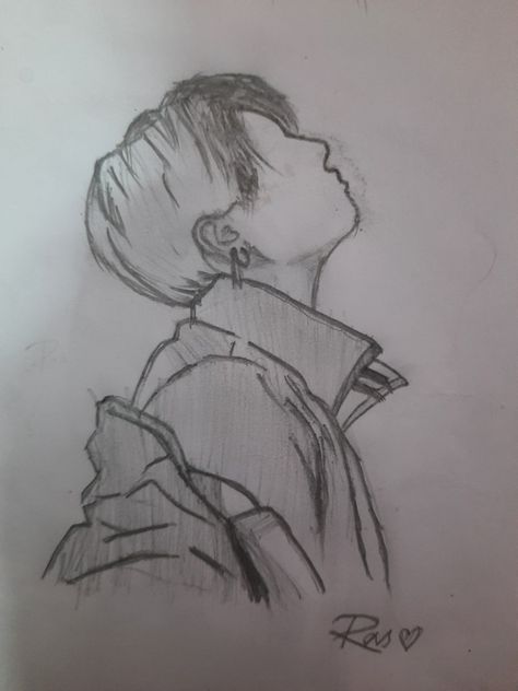 Jungkook Sketch Pencil Easy, Animae Drawings, Jungkook Drawings, Easy Love Drawings, Pen Art Drawings, Cool Pencil Drawings, Pencil Drawings Easy, Kpop Drawings, Easy Drawings Sketches