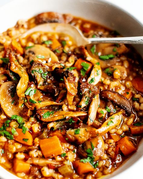 Easy Mushroom Barley Stew | Tried & True Recipes Winter Recipes Dinner, Mushroom Barley Stew, Barley Recipe Healthy, Barley Stew, Mushroom Barley, Mushroom Barley Soup, Recipes Winter, Barley Recipe, Mushroom Stew