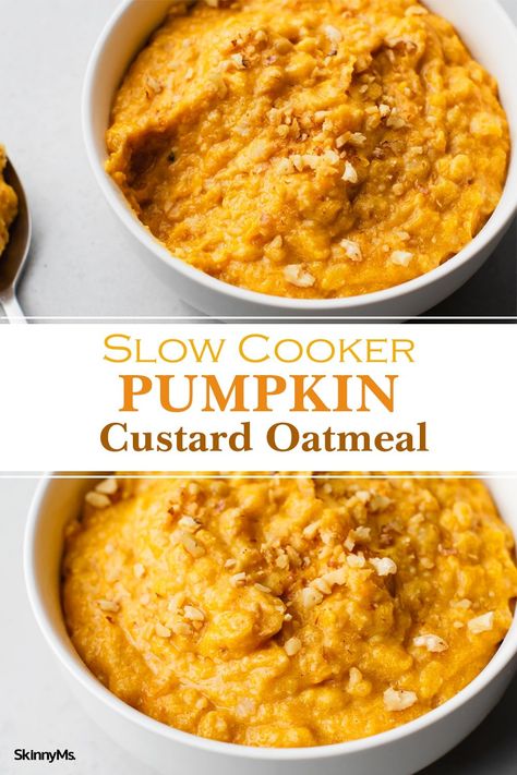 Custard Oatmeal, Making Waffles, Bland Diet Recipes, Noom Recipes, Pumpkin Crockpot, Slow Cooker Oatmeal, Pumpkin Custard, Slow Cooker Pumpkin, Crockpot Soup Recipes