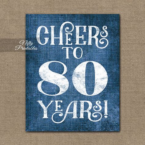 80th Birthday Sign - Blue Linen 30th Birthday Sign, 40 Birthday Signs, 21st Birthday Sign, 60th Birthday Decorations, 89th Birthday, Birthday Signs, 95 Birthday, Dads Birthday, Birthday Yard Signs