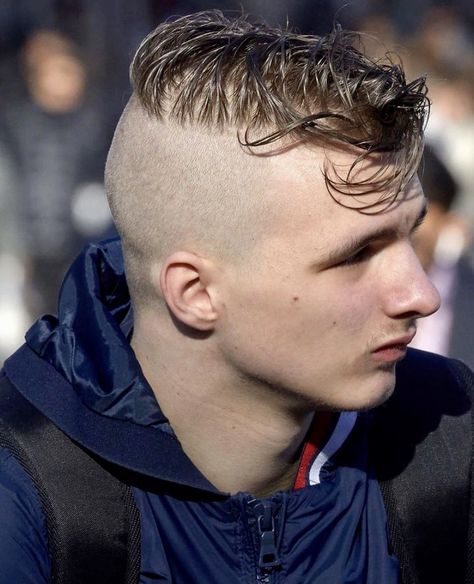 ShavedHeadLove Undercut With Fade, Bald Boy Aesthetic, Bald Boy, High And Tight Haircut, Hot Biker Guys, Bad Boy Style, Boy Aesthetic, Bald Fade, Mens Haircuts Short