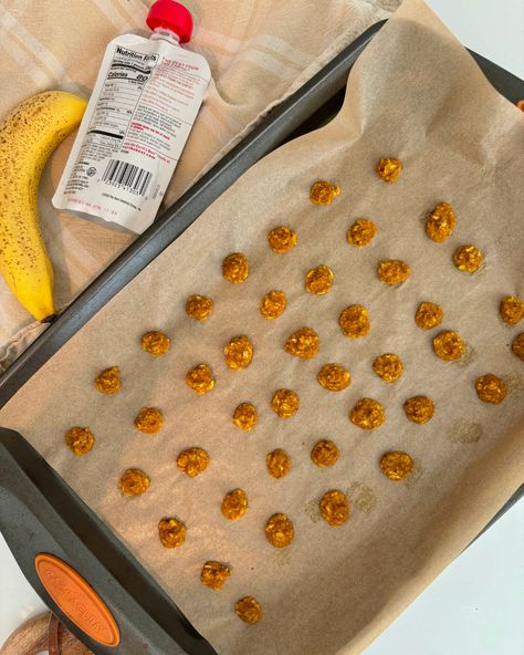 Sweet Potato Banana Baby Puffs - Eating With Zion Diy Puffs Baby Food, Sweet Potato Bites For Baby, Homemade Baby Puffs Recipes, Baby Puffs Recipe Homemade, Homemade Puffs For Baby, Sweet Potato Blw, Diy Baby Puffs, Sweet Potato Baby Food Recipe, Puffs For Babies