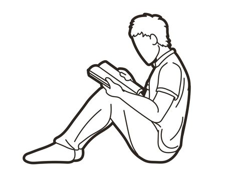 A Man Reading A Book Reading A Book Drawing, A Man Reading A Book, A Book Drawing, Reading Sketch, Man Reading Book, Posture Drawing, Illustration Person, Library Drawing, Book Silhouette