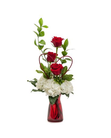 Beautiful Love Flowers, Valentine Flower Arrangements, Red Vase, Valentine Bouquet, Hearts On Fire, Creative Flower Arrangements, Flower Arrangements Simple, Order Flowers Online, Valentines Flowers