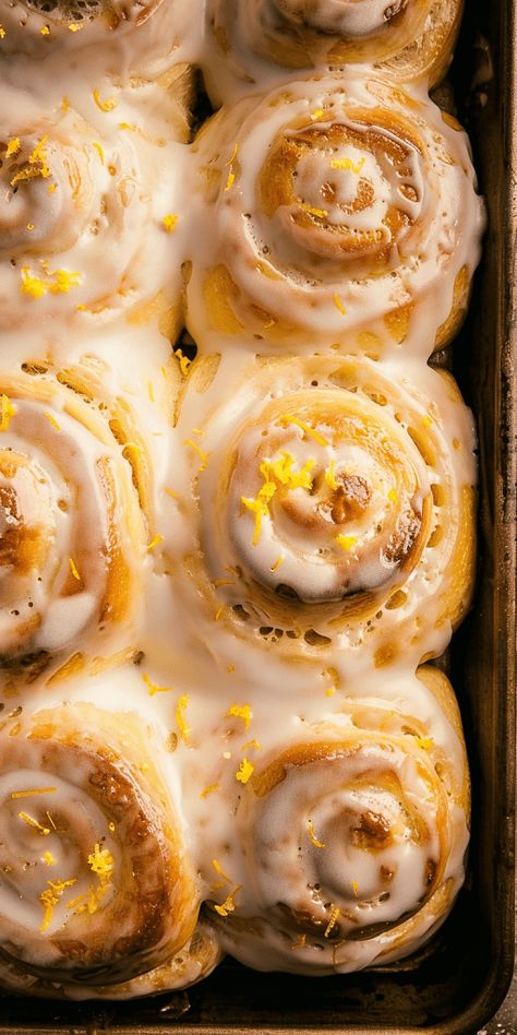 Lemon Rolls [55 Minutes] - Chasety Lemon Rolls, Cinnabon Rolls, Vegan Egg Substitute, Sweet Glaze, Frozen Lemon, Cinnamon Recipes, Baked Rolls, Lemon Filling, Desserts Menu