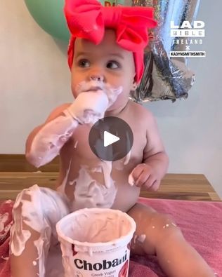 1.2M views · 13K reactions | You've heard of cake smash... this is yogurt smash! | You've heard of cake smash... this is yogurt smash! 😋🍓 | By LADbible Ireland | Facebook Yogurt Smash First Birthday, Yogurt Smash Cake, Whip Cream Smash Cake, Healthy Cake Smash, Healthy Smash Cake Recipe Frostings, Smash Cake Frosting Healthy, Half Birthday, Wild Ones, Cake Smash