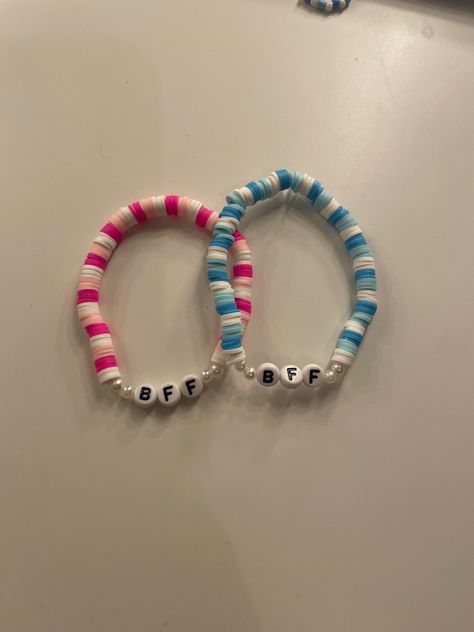 handmade Bff Clay Bead Bracelets, Fun Crafts For Teens, Bracelet Bff, Bestie Board, Bff Bracelet, Girly Bracelets, Clay Bracelets, Bff Bracelets, Bracelets Ideas