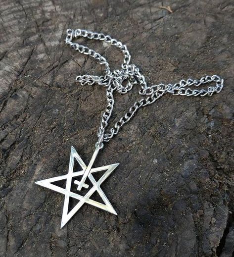 Satanism Necklace, Upside Down Cross Necklace, Satanic Necklace, Spiritual Satanism, Dark Satanic, Satanic Jewelry, Upside Down Cross, Black Metal Jewelry, Inverted Pentagram