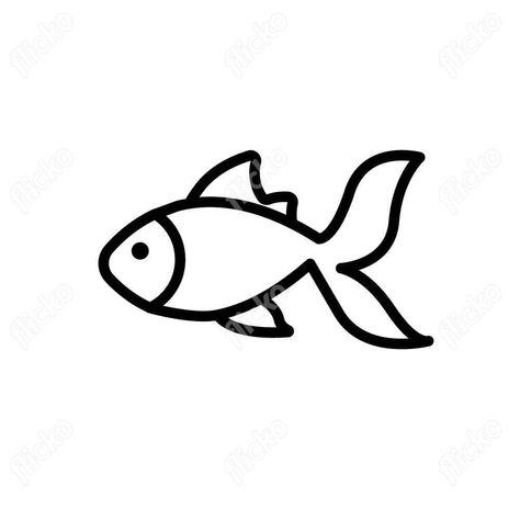 Simple Goldfish Drawing, Simple Animals Drawings, Goldfish Drawing Easy, Fish Outline Printable, Goldfish Outline, Outline Drawings Simple, Goldfish Tattoo Simple, Goldfish Icon, Tiny Fish Tattoo