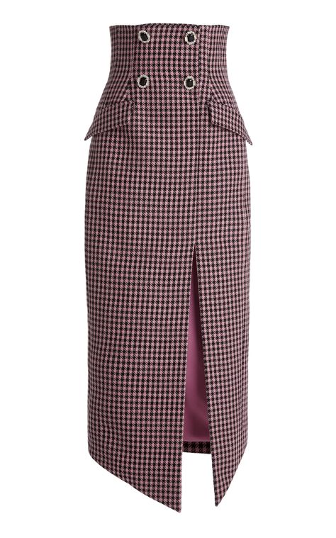 Houndstooth-Tweed Pencil Skirt by DAVID KOMA for Preorder on Moda Operandi Self Portrait Fashion, Real Women Fashion, Plaid Pants Women, Preppy Wardrobe, Portrait Fashion, Tweed Pencil Skirt, Wales Bonner, David Koma, Skirt Patterns Sewing