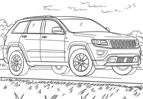 Jeep Drawing, Jeep Art, Tractor Coloring Pages, Jeep Srt8, Trailblazer Ss, Safari Jeep, Classic Campers, Truck Coloring Pages, Cars Coloring Pages