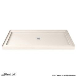 DreamLine SlimLine 32 in. D x 54 in. W x 2 3/4 in. H Center Drain Single Threshold Shower Base in Biscuit Bypass Sliding Shower Doors, Dreamline Shower, Acrylic Shower Base, Tub To Shower Conversion, Wall Alcove, Shower Bases, Tub Doors, Shower Base, Shower Pan