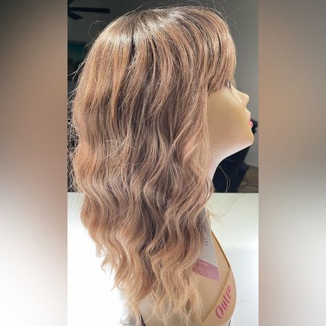 HAIR, 16” long, Wavy/crimped, Medium brown to lighter brown to blondish ends Crimped Bangs, Cute Cuts, Medium Brown, So Pretty, Light Brown, Bangs, Super Cute, Plus Fashion, Hair