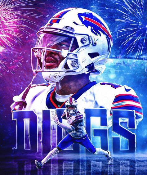 Cool Football Pictures, Nfl Football Pictures, Nfl Football Art, Stefon Diggs, Buffalo Bills Football, Bills Football, Nfl Photos, Sports Graphics, Sports Graphic Design